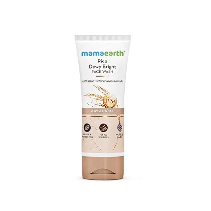 MAMAEARTH Rice Dewy Bright Face Wash with Rice water & Niacinamide 3.38 Fl Oz (100ml)