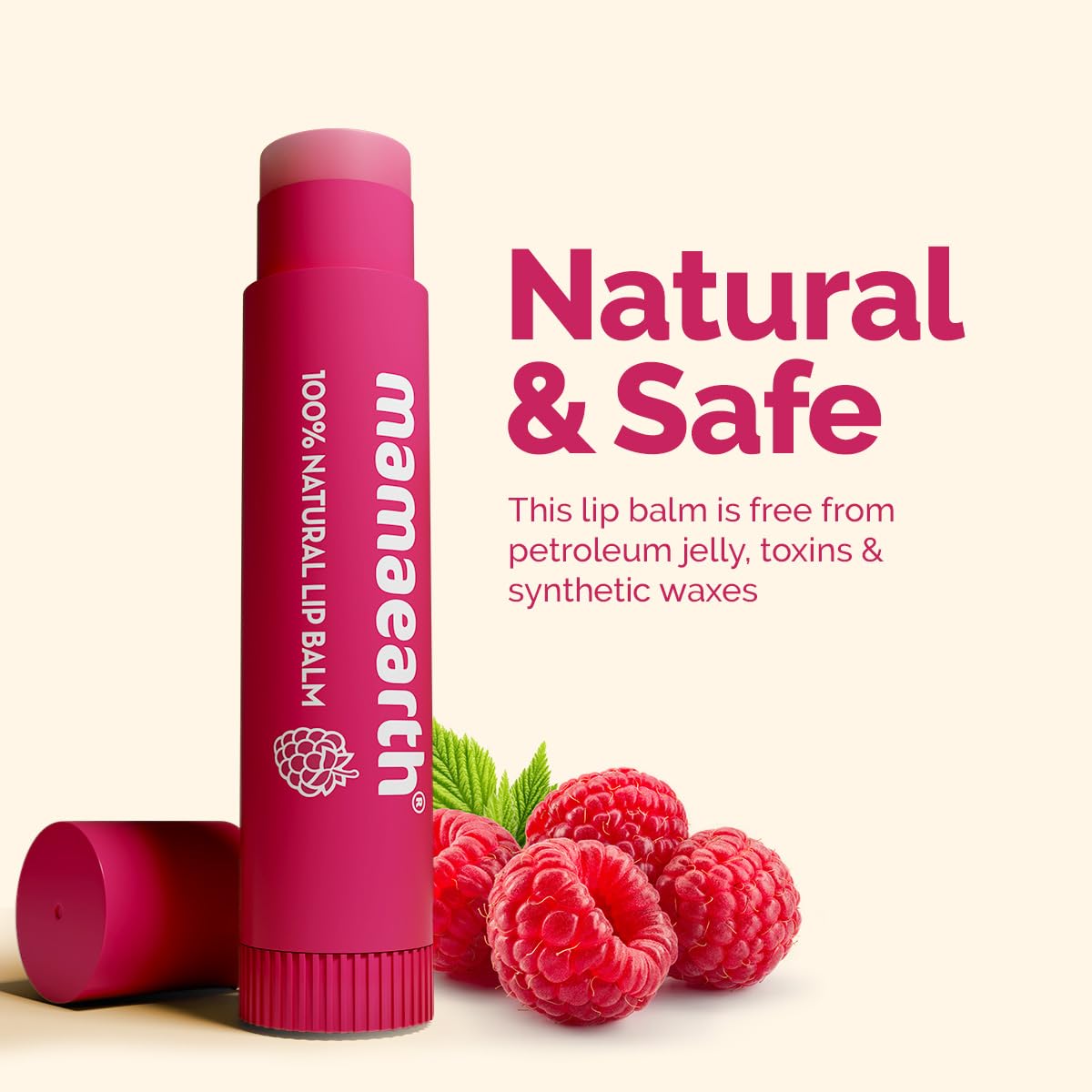 Mamaearth Nourishing Tinted 100% Natural Lip Balm With Vitamin E And Raspberry - 4 G|Gives 12-Hour Moisturization|For Dry&Chapped Lips|Naturally Pink Lips|Natural Tint|Brightens Lips|Tinted Lip Balm